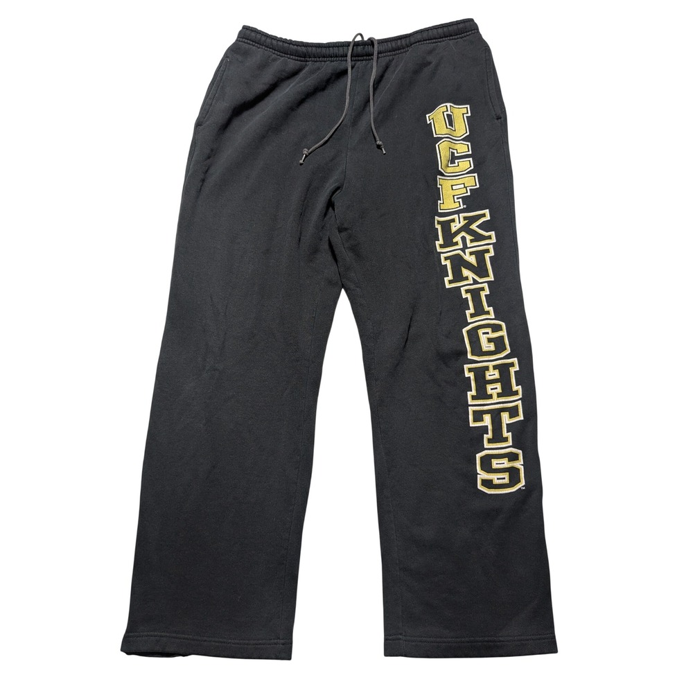 VTG Y2K Jansport x UCF Knights Sweatpants Men Medium Black Vintage Wash Fade